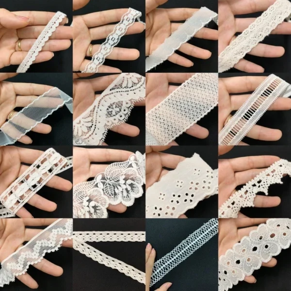2m và 5m Ren viền trang trí quần áo,ren thun,thun ren,ren chỉ viền quần áo,đồ handmade....