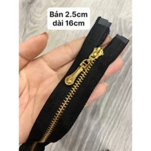 Dây kéo khoá đồng 1 chiều ( răng vàng) Dây kéo răng đồng răng nhôm Khóa Kéo Kim Loại Màu Vàng Đồng túi xách quần áo đầm 16