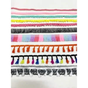 Ren viền tua rua, viền quả pom pom trang trí quần áo,phụ kiện 16