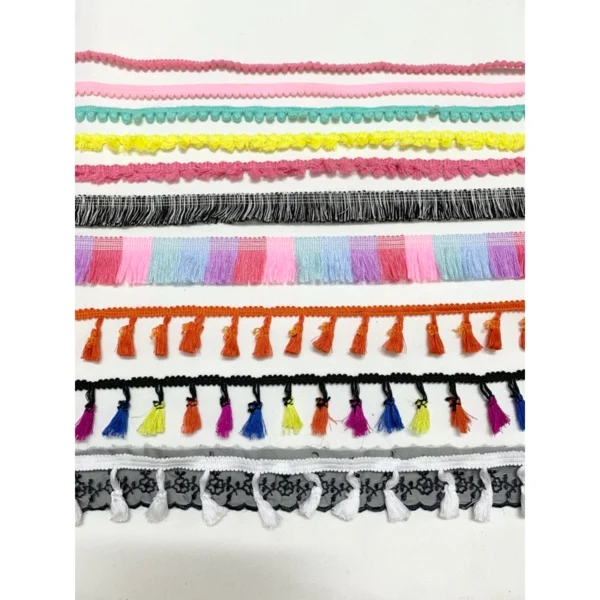 Ren viền tua rua, viền quả pom pom trang trí quần áo,phụ kiện 16