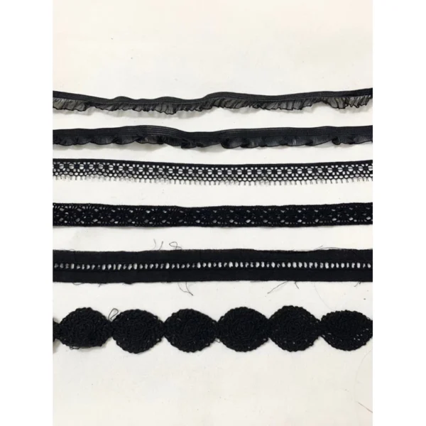 Set 2m và 3m vải ren viền,ren thun,thun ren đen trang trí 8