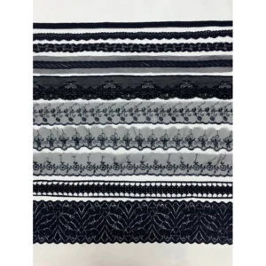 Set 2m và 3m vải ren viền,ren thun,thun ren đen trang trí 8